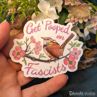 2.5" - 3" Anti-Fascist Wren Vinyl Sticker (Pride Version)