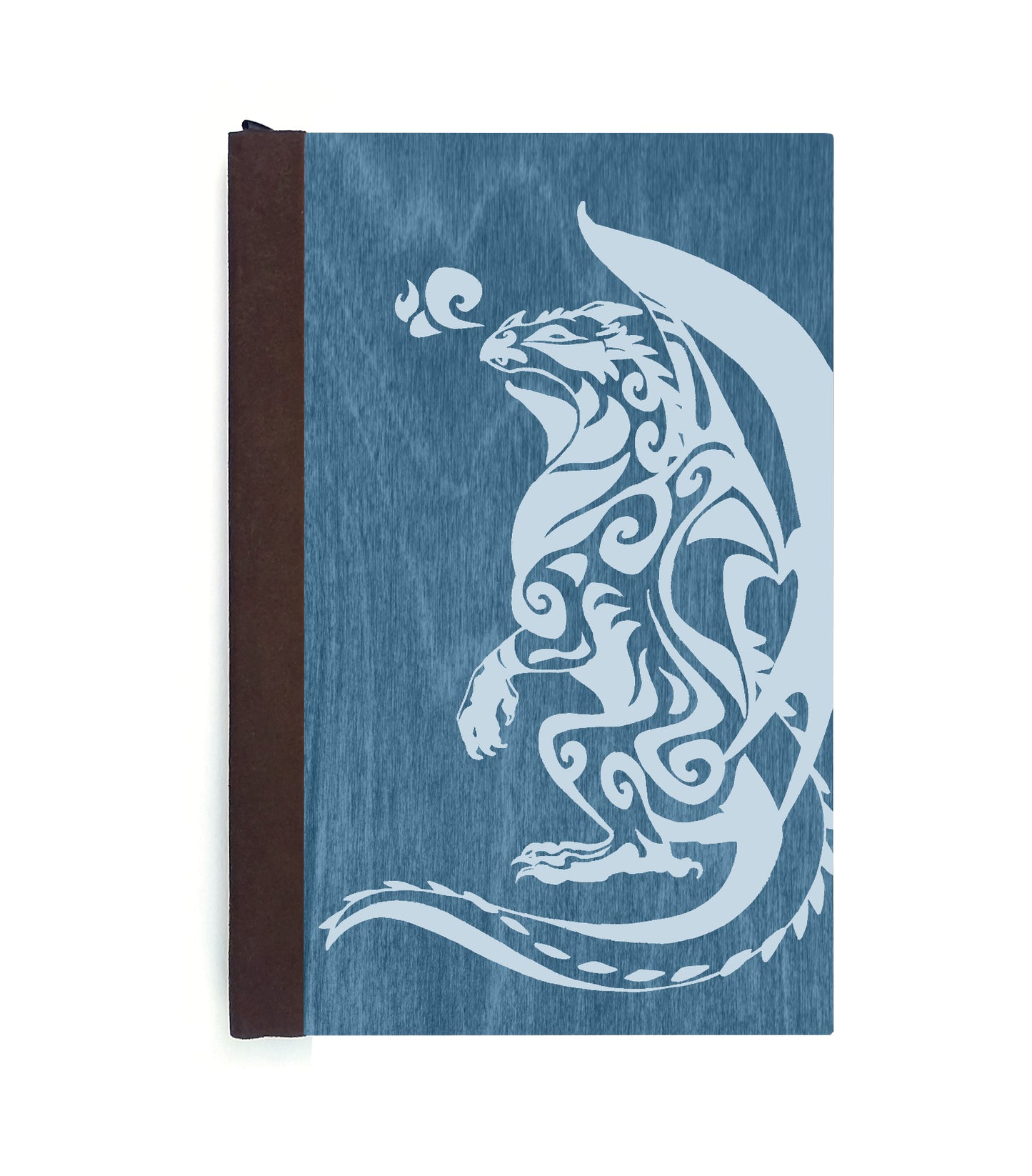 Gazing Dragon Magnetic Wooden Journal, Blue & Gray