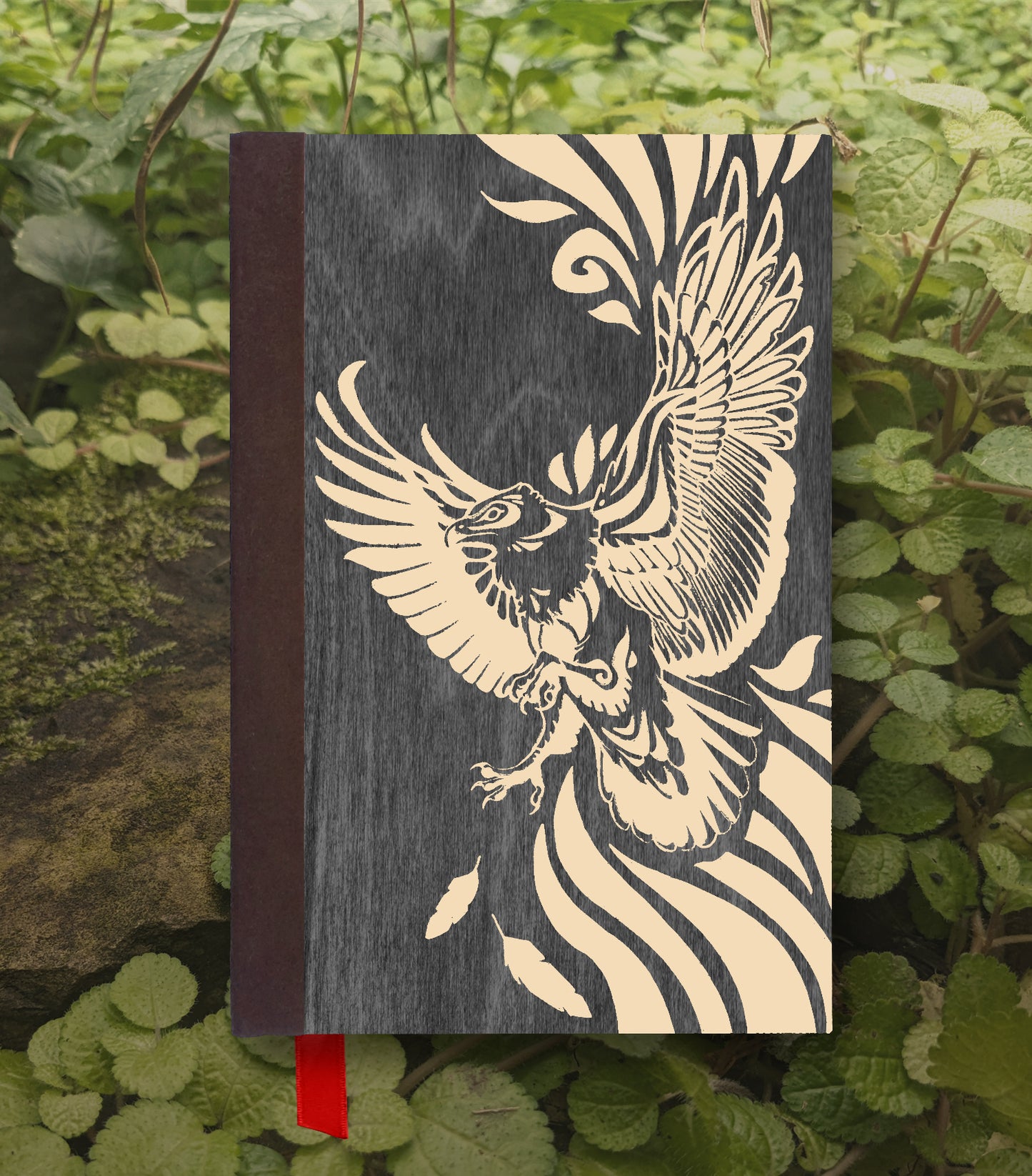 Soaring Eagle Magnetic Wooden Journal, Black & Cream