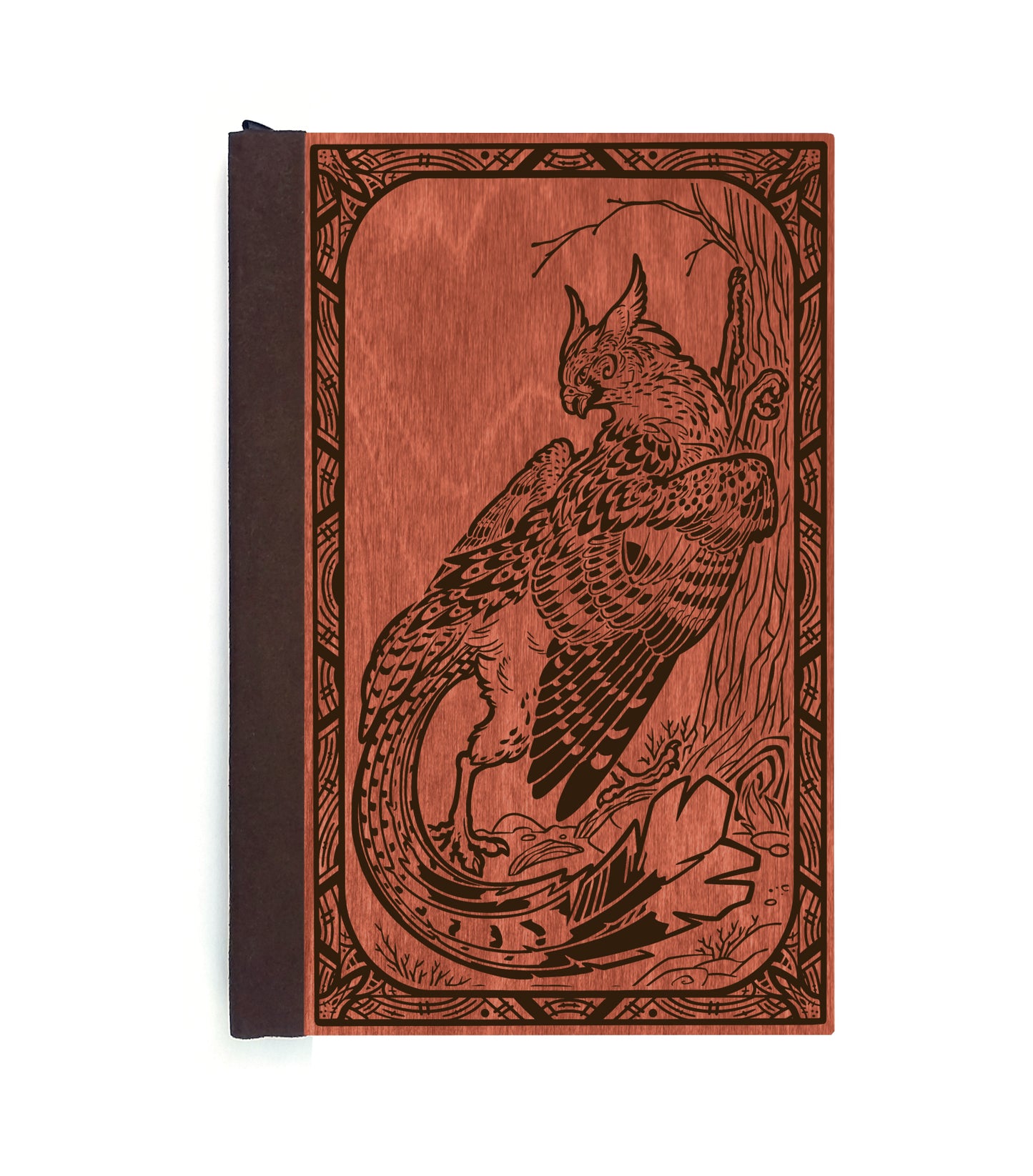 Gryphon's Scratching Tree Magnetic Wooden Journal, Red & Brown