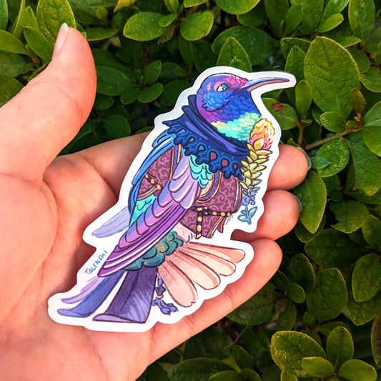 3.5" waterproof vinyl sticker, Ecuadorian Hill Star hummingbird, by Talenshi