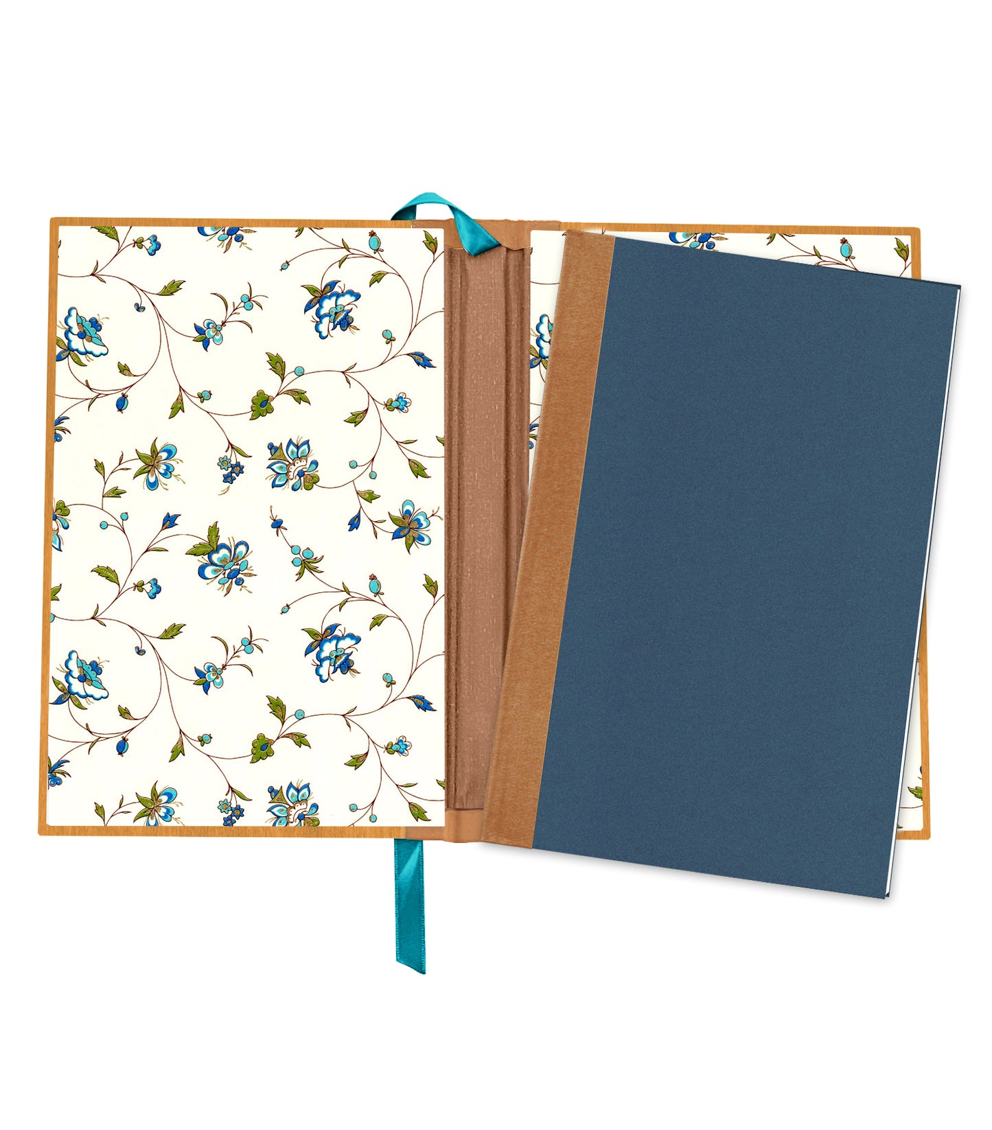 Enchanted Key Magnetic Wooden Journal, Honey & Navy