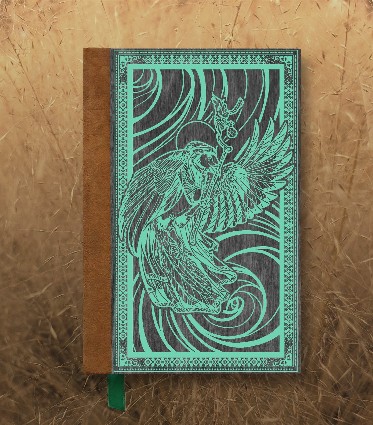 Mage Priest Magpie Magnetic Wooden Journal, Black & Teal