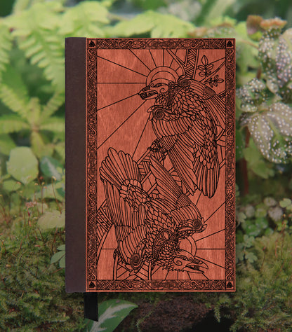 Hugin & Munin Magnetic Wooden Journal, Red & Black