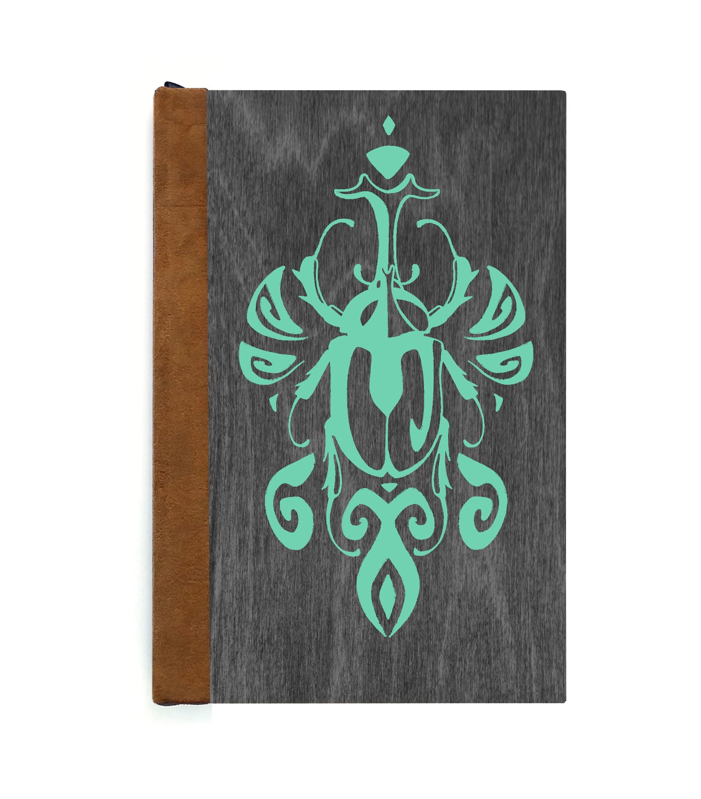 Scarabesque Beetle Magnetic Wooden Journal, Black & Teal