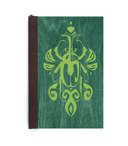 Scarabesque Beetle Magnetic Wooden Journal, Green & Lime
