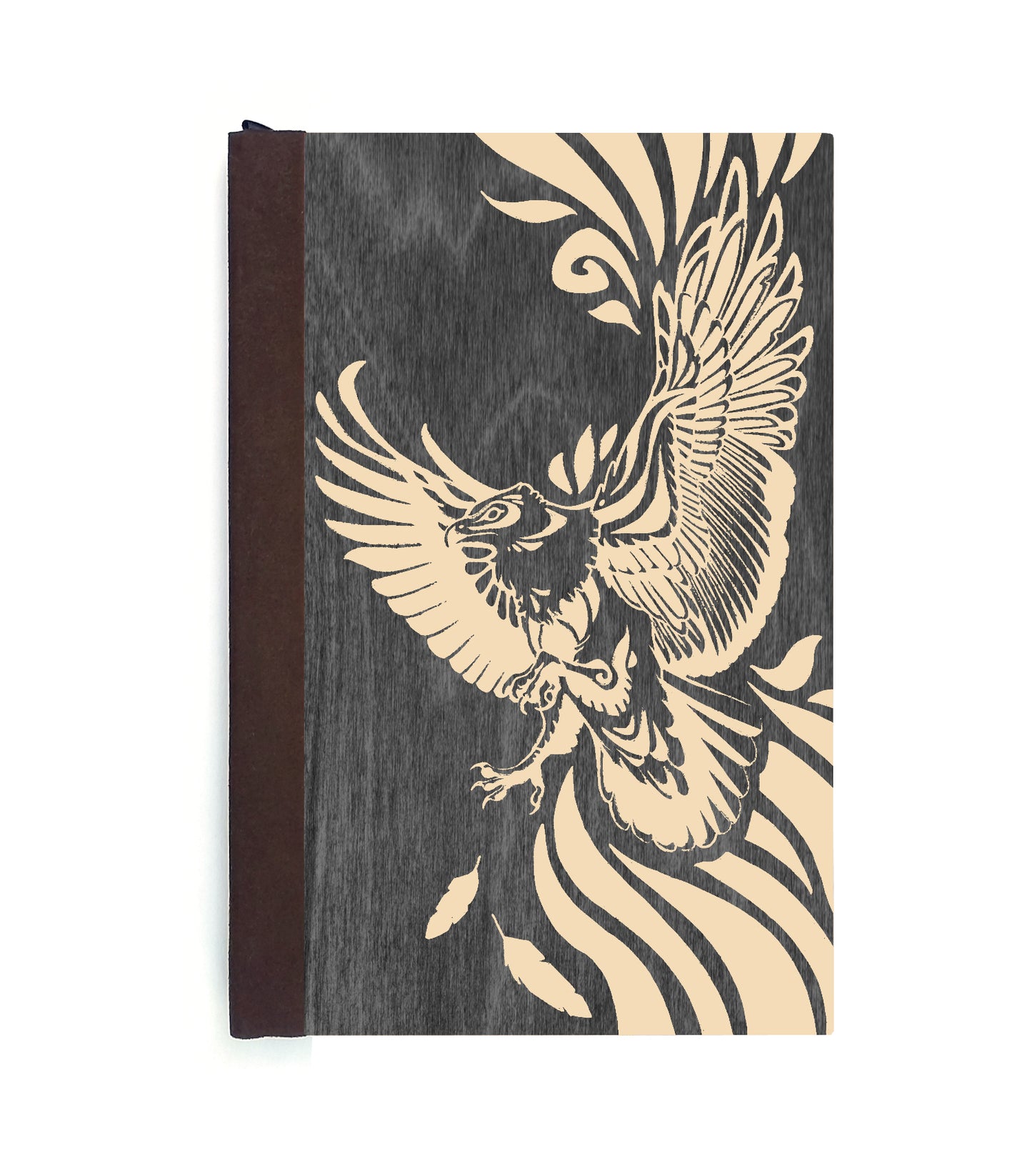 Soaring Eagle Magnetic Wooden Journal, Black & Cream