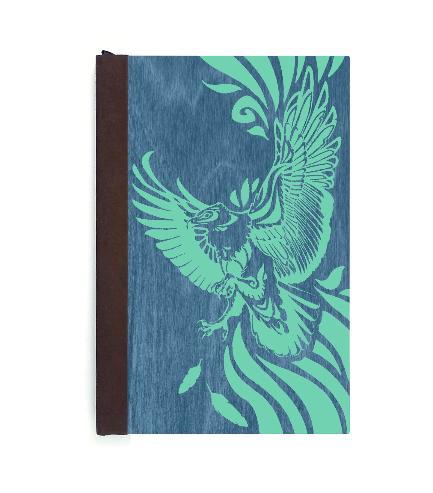 Soaring Eagle Magnetic Wooden Journal, Blue & Teal