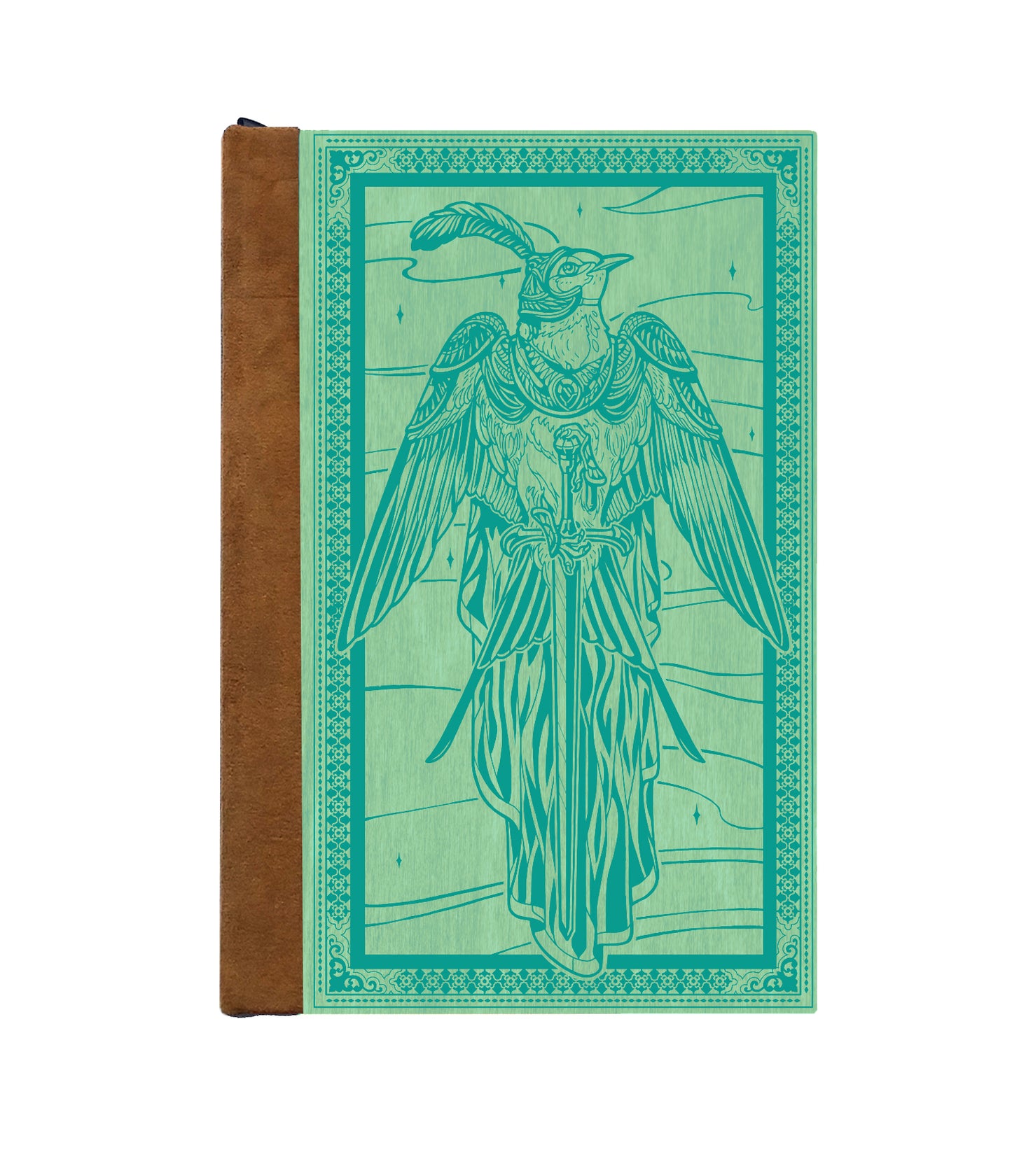 Swallow King's Knight Magnetic Wooden Journal, Jade & Teal