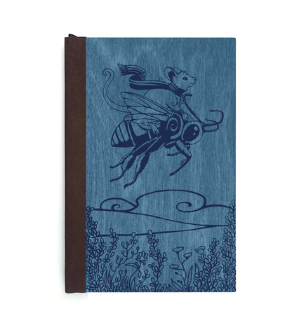 Bee Rider Magnetic Wooden Journal, Blue & Navy