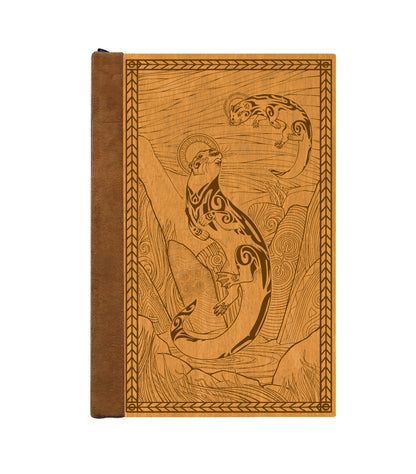 Spiritual Otters Magnetic Wooden Journal, Honey & Tan
