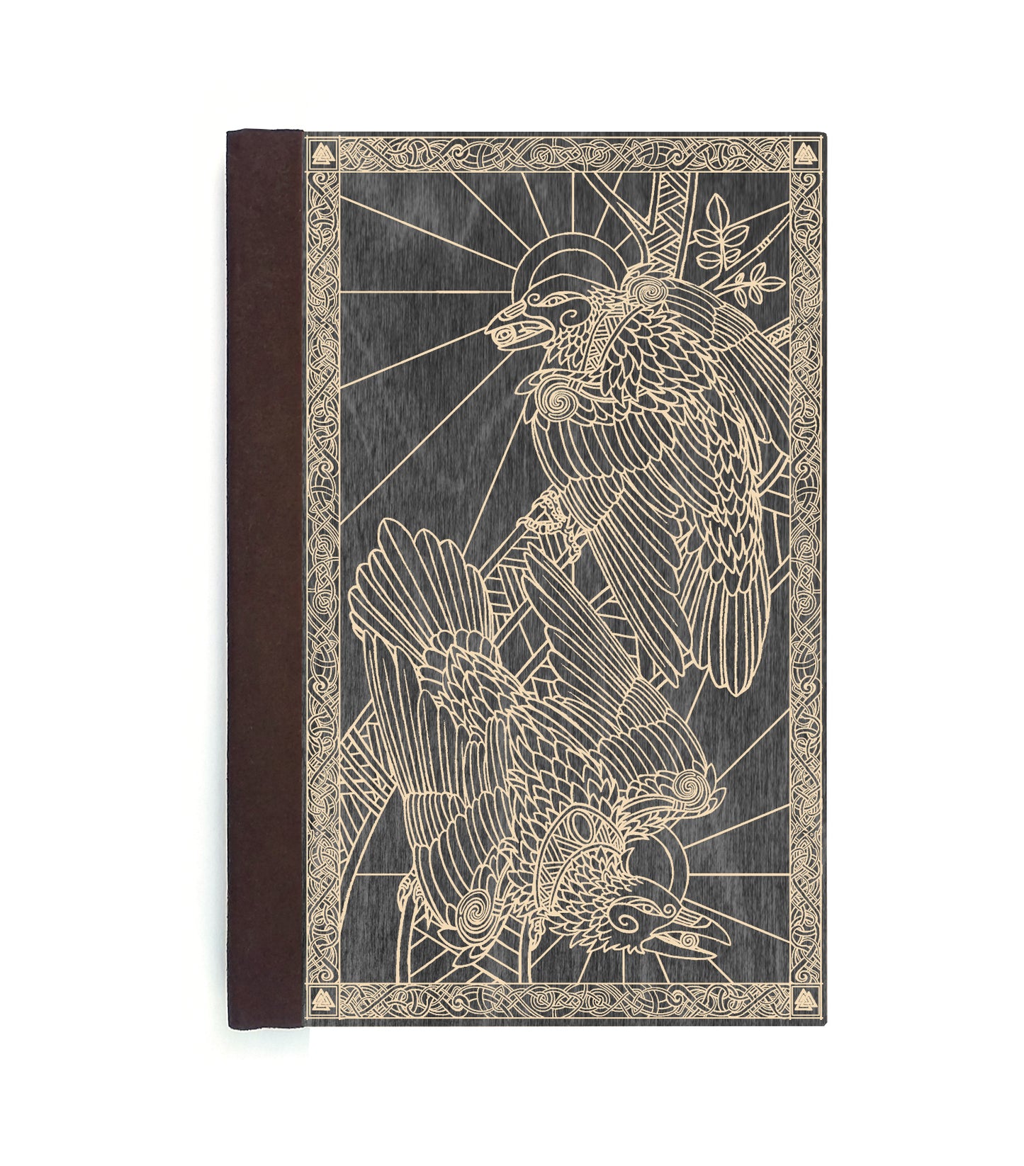 Hugin & Munin Magnetic Wooden Journal, Black & Cream