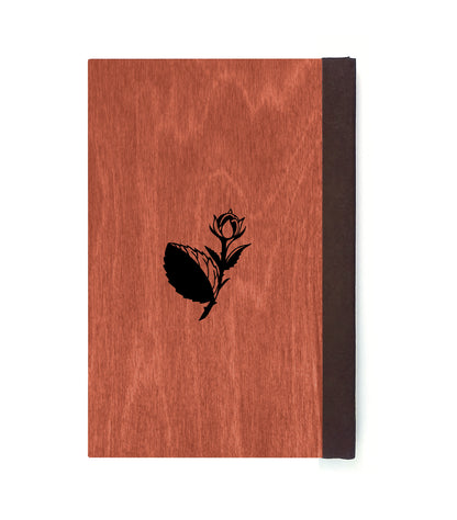 Stained Glass Rose Magnetic Wooden Journal, Red & Black