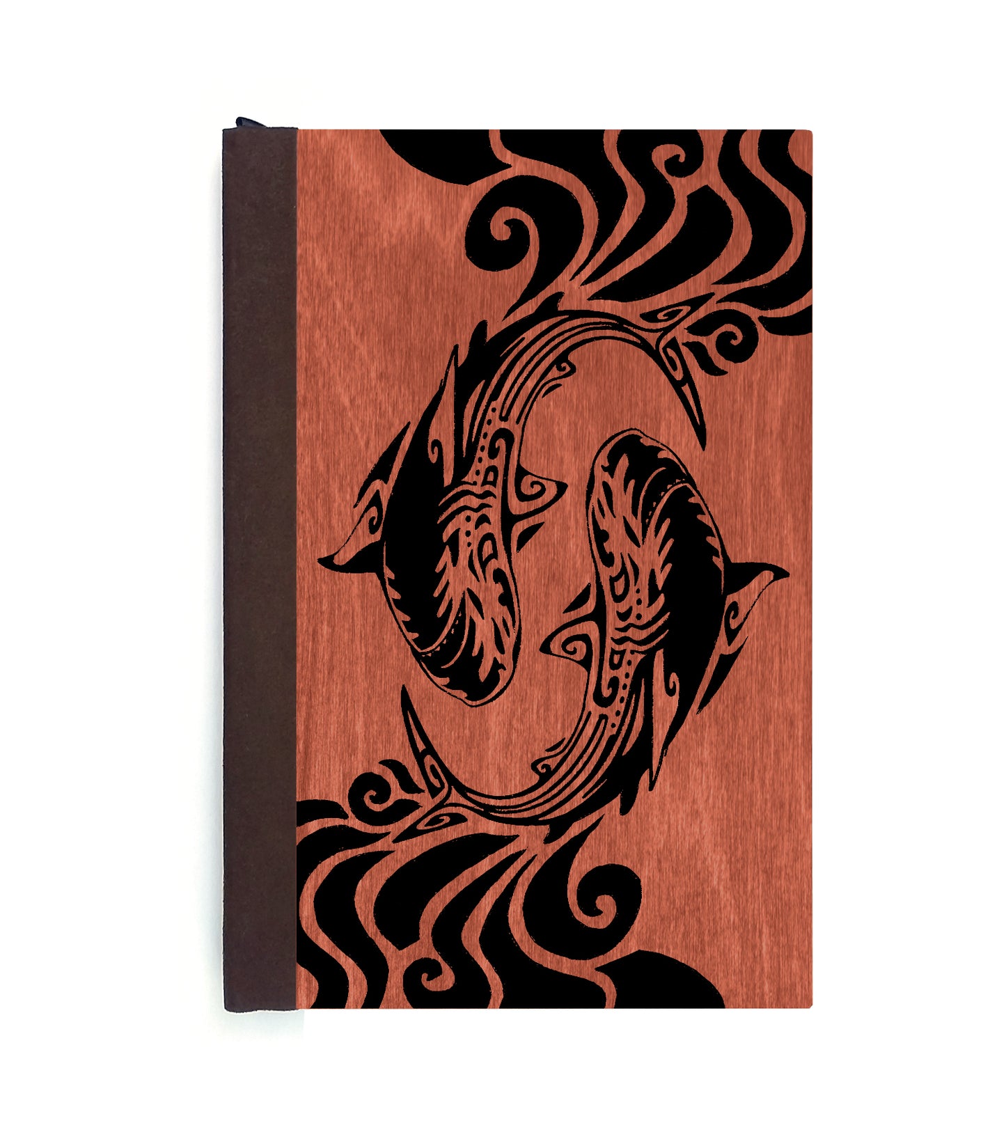 Spiraling Sharks Magnetic Wooden Journal, Red & Black