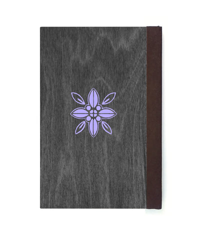 Violet Fields Magnetic Wooden Journal, Black & Lavender